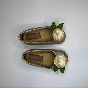 Joyfolie Toddler Girls Gold Flower Ballet Flats Size 5